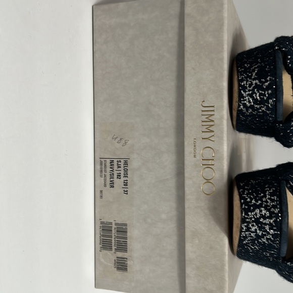 Navy and Silver Jimmy Choo Platform Sandal Heels - Picture 9 of 9